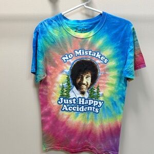 Spencer's Multicolor Tie-Dye Bob Ross T-Shirt